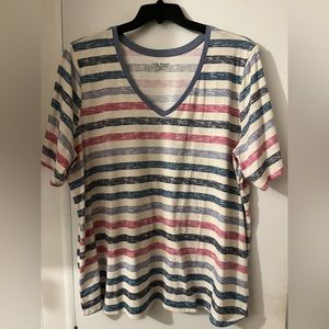 Lane Bryant Striped V-Neck Tee